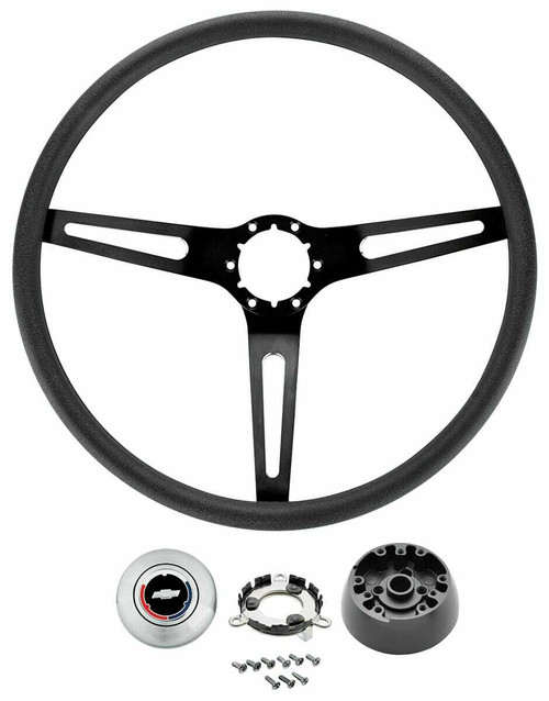 Steering Wheel Kit for 71-72 Chevelle, El Camino Monte Carlo Sprint Black Spokes
