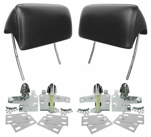 Headrests for 1966-1967 GM A Body Bucket, Black, w/ Mounting Kit